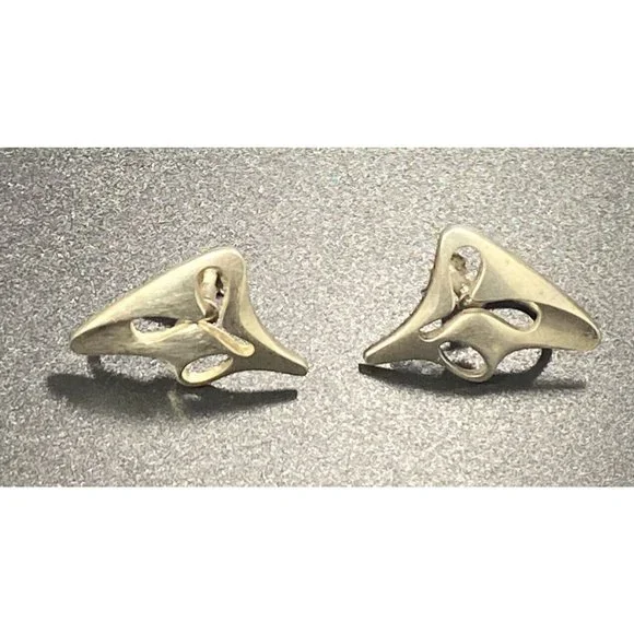 Georg Jensen Denmark Sterling Silver Splash Earrings #119, Henning Koppel